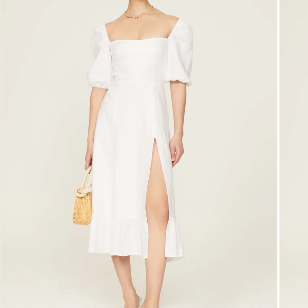 White reformation Belgium midi dress - not sold anymore - originally $248